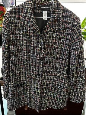 Sag Harbor Black Tweed Blazer with Multicolor Flecks